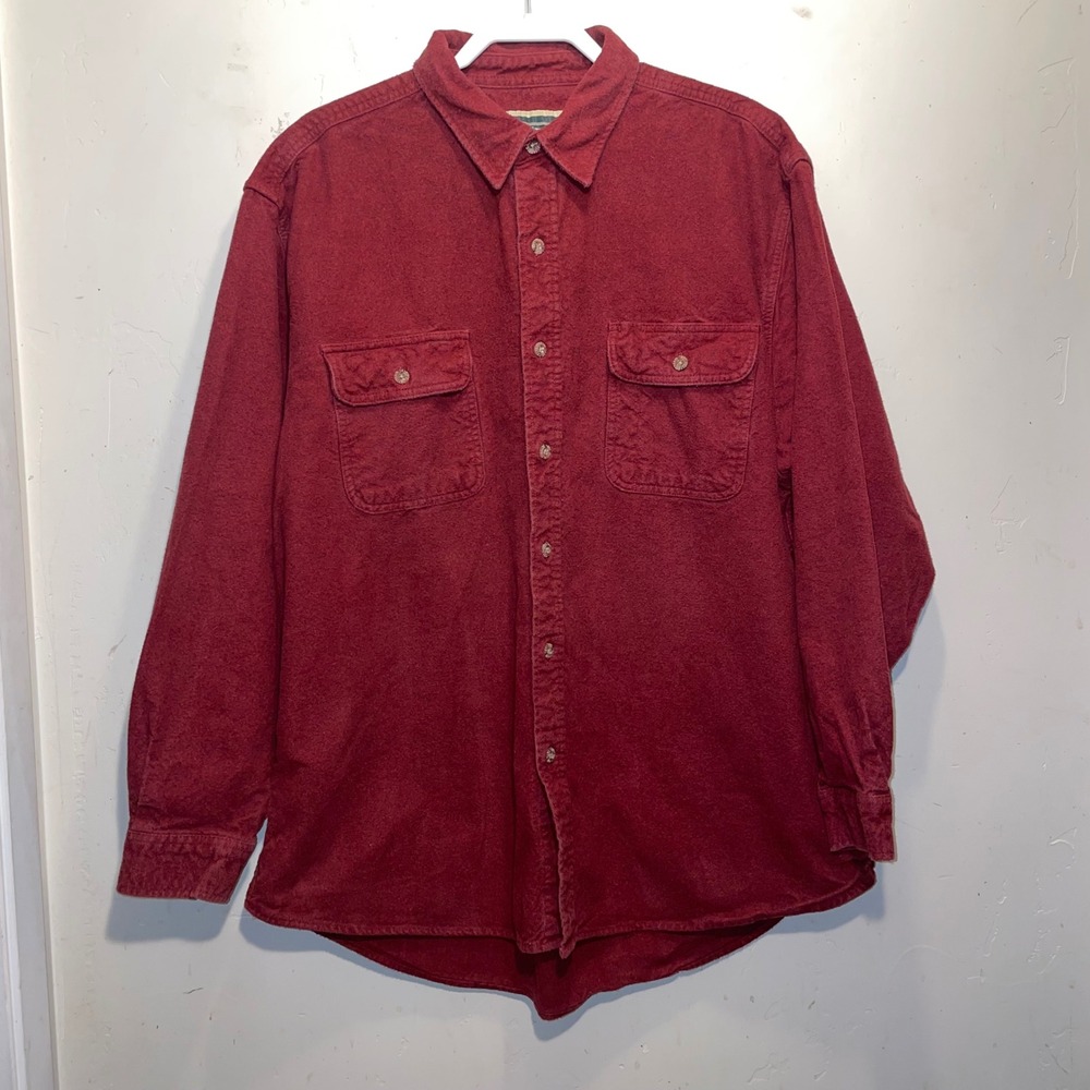 Field & Stream Mens XXL Burgundy Red Flannel Button Down Shirt Long Sleeve Lined